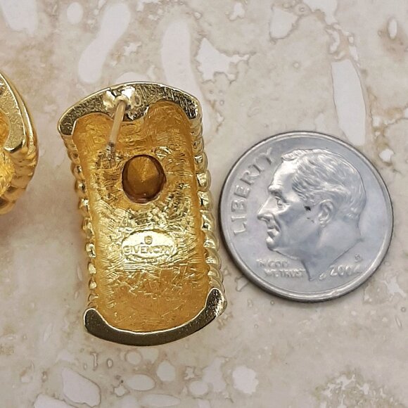 VTG Givenchy Gold Tone Shrimp Rhinestone Post Back Pierced Earrings - Picture 9 of 10